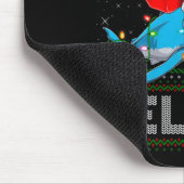 Believe Xmas Funny Santa Riding Shark Ugly Christm Muismat (Hoek)