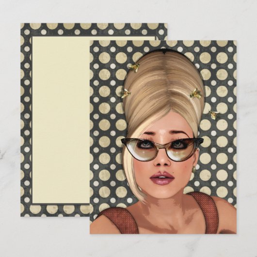 Belinda Beehive Retro Chic Briefkaart (Voorkant / Achterkant)
