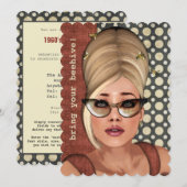 Belinda Beehive Retro Chic Large Invitation Kaart (Voorkant / Achterkant)