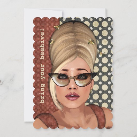 Belinda Beehive Retro Chic Large Invitation Kaart (Voorkant)