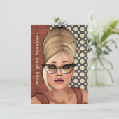 Belinda Beehive Retro Chic Medium Invitation Kaart (Staand voorkant)