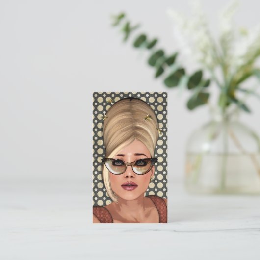 Belinda Beehive Retro Chic Social Profile Kaarten Visitekaartje (Staand voorkant)