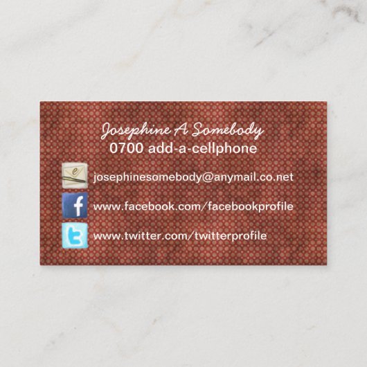 Belinda Beehive Retro Chic Social Profile Kaarten Visitekaartje (Achterkant)