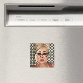 Belinda Bijenkorf Retro Chique Vierkante Magneet (Insitu (Vaatwasser))