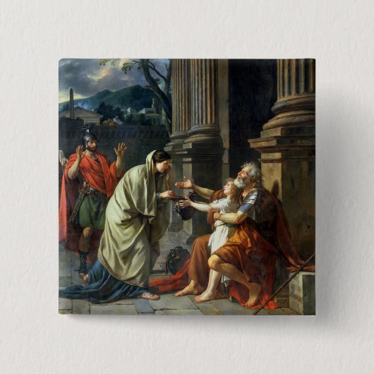 Belisarius Begging voor Alms, 1781 Vierkante Button 5,1 Cm (Voorkant)