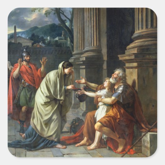 Belisarius Begging voor Alms, 1781 Vierkante Sticker (Voorkant)
