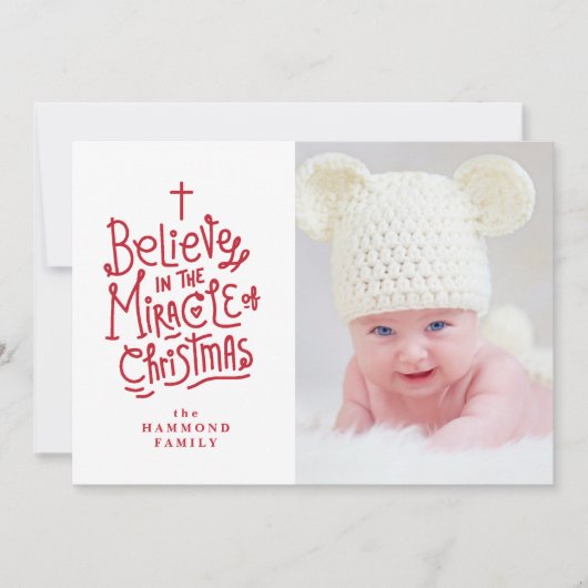 Belive in the Miracle of Christmas Holiday Card Feestdagenkaart (Voorkant)