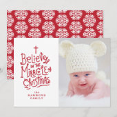Belive in the Miracle of Christmas Holiday Card Feestdagenkaart (Voorkant / Achterkant)