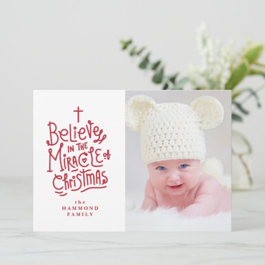 Belive in the Miracle of Christmas Holiday Card Feestdagenkaart (Staand voorkant)