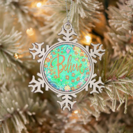 'Belive'-inspiratie Tin Sneeuwvlok Ornament