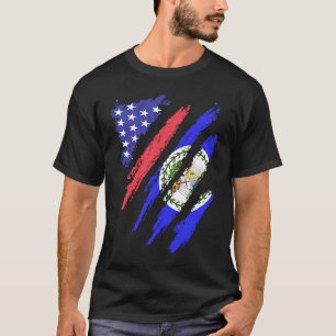 Belizaanse Amerikaanse Patriottische Geteelde Hart T-shirt