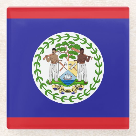 Belizaanse vlag glazen onderzetter (Voorkant)
