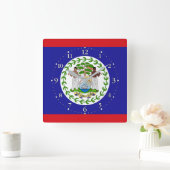 Belizaanse vlag vierkante klok (Huis)