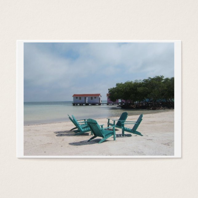 Belize Adirondack Roze Huizen Turquoise Water Visitekaartjes (Voorkant)