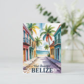 Belize Aquarel Reis Kunst Vintage Briefkaart (Staand voorkant)