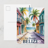 Belize Aquarel Reis Kunst Vintage Briefkaart (Voorkant / Achterkant)