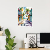 Belize Aquarel Reis Kunst Vintage Poster (Thuiskantoor)