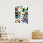 Belize Aquarel Reis Kunst Vintage Poster (Keuken)