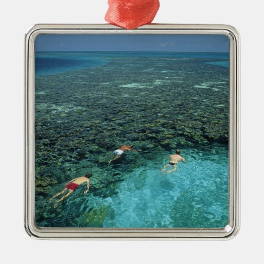 Belize, Barrièrerif, Lighthouse Reef, Blauw Metalen Ornament (Voorkant)