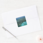 Belize, Barrièrerif, Lighthouse Reef, Blauw Vierkante Sticker (Envelop)
