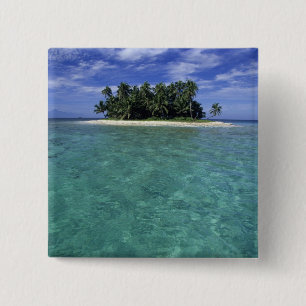 Belize, Barrièrerif, Onbenoemd eiland of zandbank. Vierkante Button 5,1 Cm