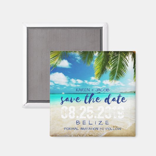 Belize Beach Bestemming Bruiloft Save the Date Magneet (Voorkant / Achterkant)