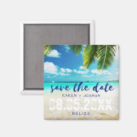 Belize Beach Destination Wedding Save the Dates Magneet (Voorkant / Achterkant)