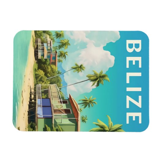 Belize Beach House Reizen Souvenir Magneet (Horizontaal)