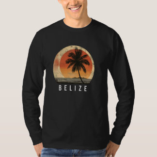 Belize Beach Travel  Sunset Palm Trees Retr T-shirt