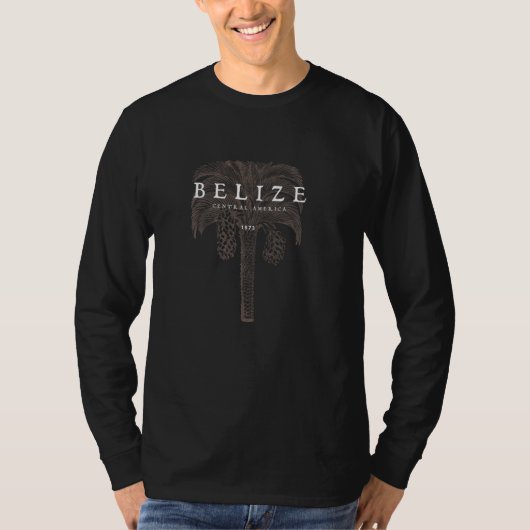 Belize Beach Travel Sunset Palm Trees Retr T-shirt (Voorkant)