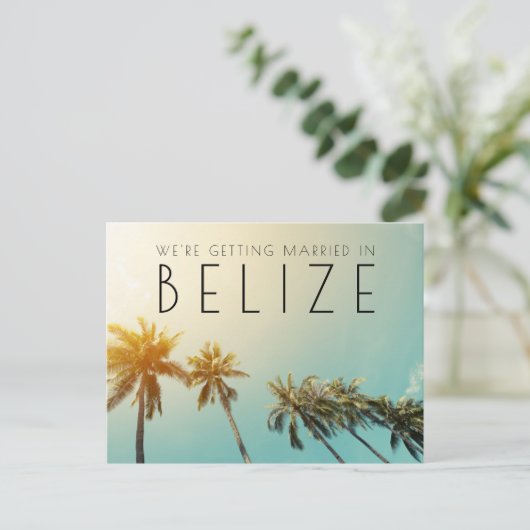 Belize Beach Wedding Save the Date Aankondigingskaart (Staand voorkant)