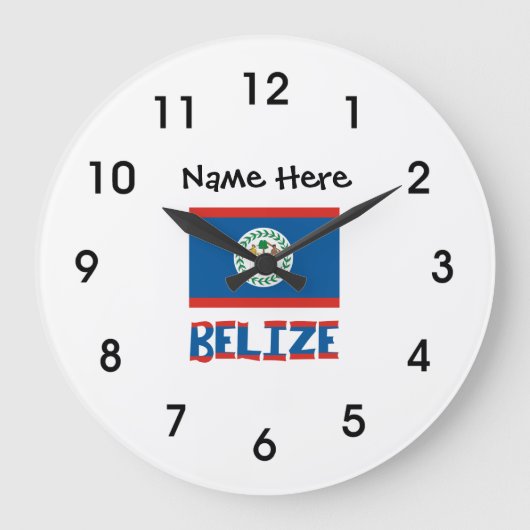 Belize Belizaanse Vlag Gepersonaliseerd  Grote Klok (Voorkant)