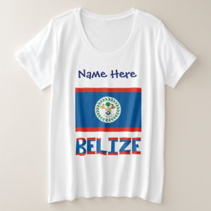 Belize Belizaanse Vlag Gepersonaliseerd Grote Maat T-shirt