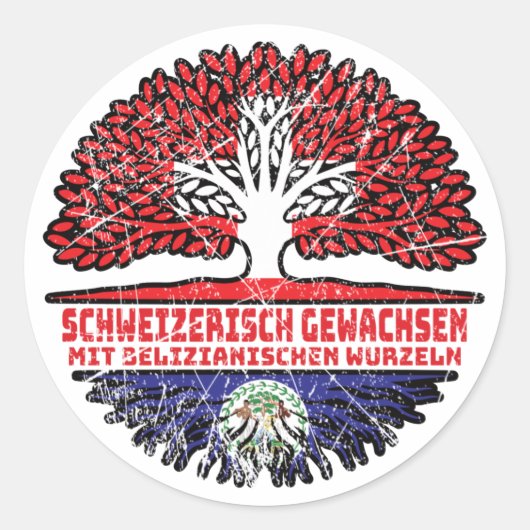 Belize Belizanisch Schweizer Schweiz Baum Wurzel Ronde Sticker (Voorkant)