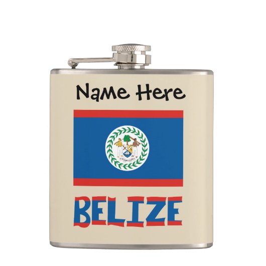Belize Belizeaanse Vlag Persoonlijk Heupfles (Voorkant)