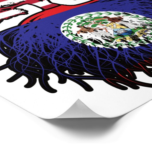 Belize Belizean American USA Tree Roots Flag Poster (Hoek)
