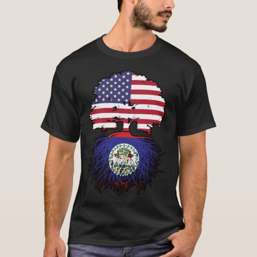 Belize Belizean American USA Tree Roots Flag T-shirt (Voorkant)