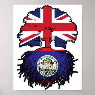 Belize Belizean British Tree Roots Flag Poster