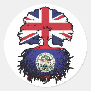 Belize Belizean British Tree Roots Flag Ronde Sticker