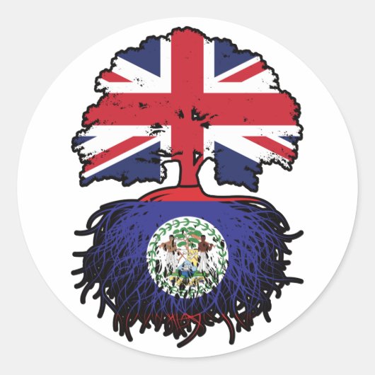 Belize Belizean British Tree Roots Flag Ronde Sticker (Voorkant)