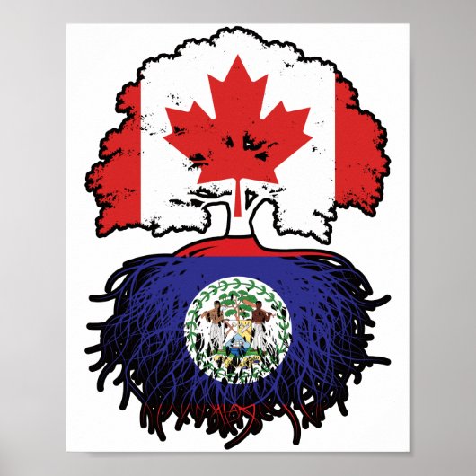 Belize Belizean Canadian Canada Tree Roots Flag Poster (Voorkant)
