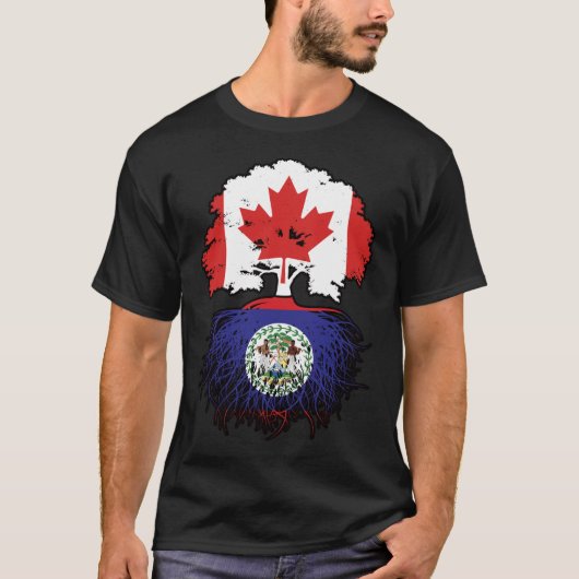 Belize Belizean Canadian Canada Tree Roots Flag T-shirt (Voorkant)
