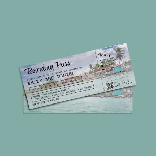 Belize Bestemming Boarding Pass Bruiloft Kaart