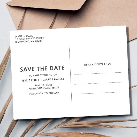 Belize Bestemming Bruiloft Save the Date Aankondigingskaart