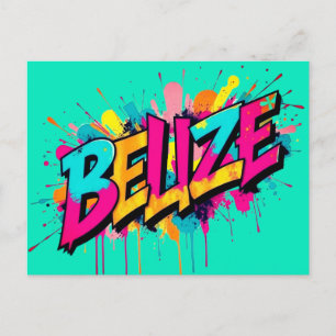 Belize blauwgroen graffiti stijl begroeting Briefk Briefkaart