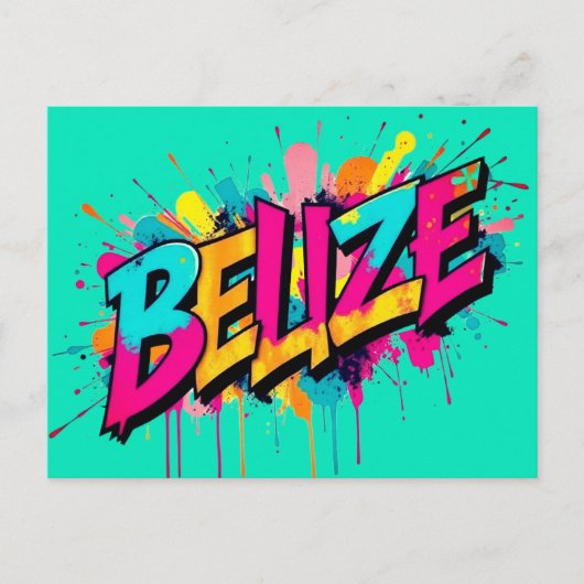 Belize blauwgroen graffiti stijl begroeting Briefk Briefkaart (Voorkant)