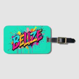 Belize blauwgroen graffiti stijl reisvakantie bagagelabel