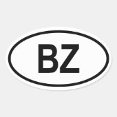 Belize "BZ" Ovale Sticker (Voorkant)