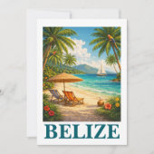 Belize Caraïbisch Tropisch Vintage Reizen Kaart (Voorkant)