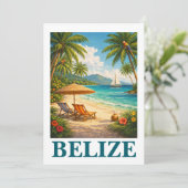 Belize Caraïbisch Tropisch Vintage Reizen Kaart (Staand voorkant)